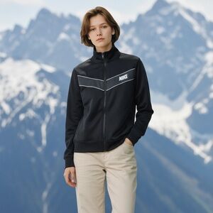 Nike Black and White Zip-Up Jacket